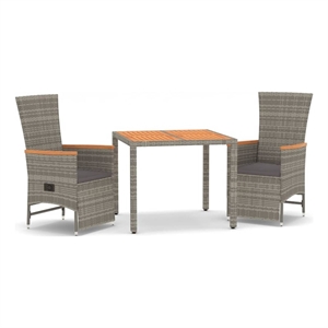 Afuera Living Contemporary 3 Piece Garden Dining Set in Gray