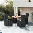 Afuera Living Contemporary Synthetic Poly Rattan Garden Dining Set in Black