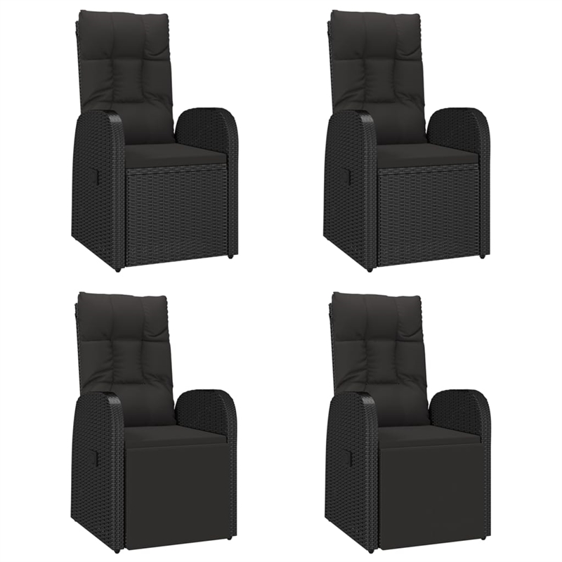 Afuera Living Contemporary Synthetic Poly Rattan Garden Dining Set in Black
