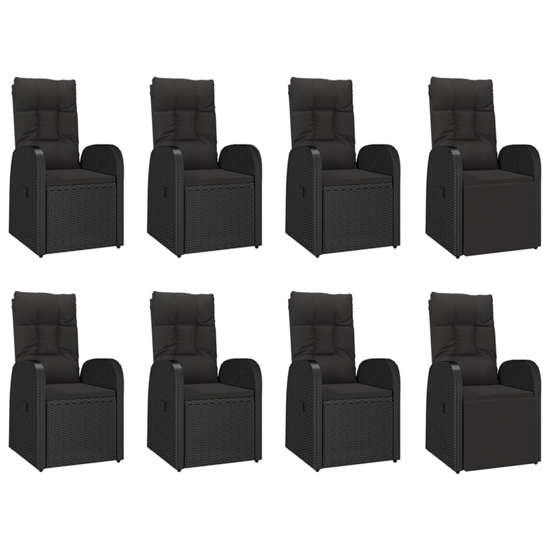 Afuera Living Contemporary PE Rattan Durable Garden Dining Set in Black
