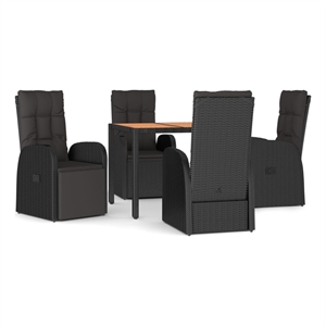 Afuera Living Contemporary Synthetic Poly Rattan Garden Dining Set in Black