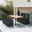 Afuera Living Poly Rattan Seven-Piece Set Garden Dining Set in Black