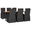 Afuera Living Poly Rattan Seven-Piece Set Garden Dining Set in Black