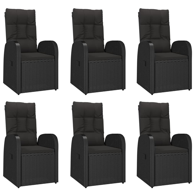 Afuera Living Poly Rattan Seven-Piece Set Garden Dining Set in Black