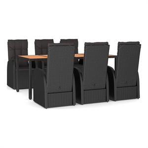 Afuera Living Poly Rattan Seven-Piece Set Garden Dining Set in Black