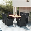 Afuera Living Contemporary Synthetic Poly Rattan Garden Dining Set in Black