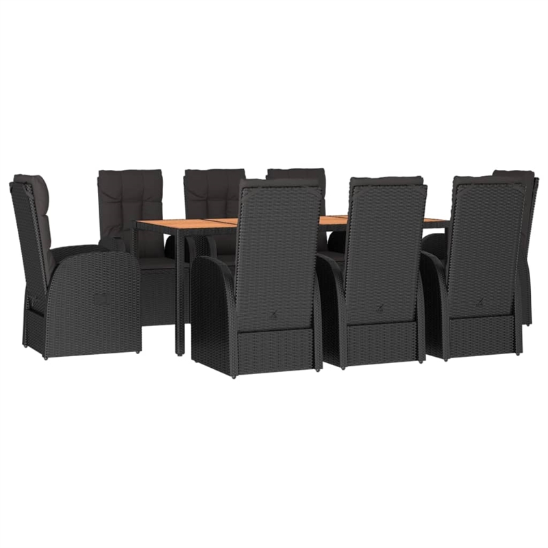 Afuera Living Contemporary Synthetic Poly Rattan Garden Dining Set in Black