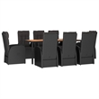 Afuera Living Contemporary Synthetic Poly Rattan Garden Dining Set in Black