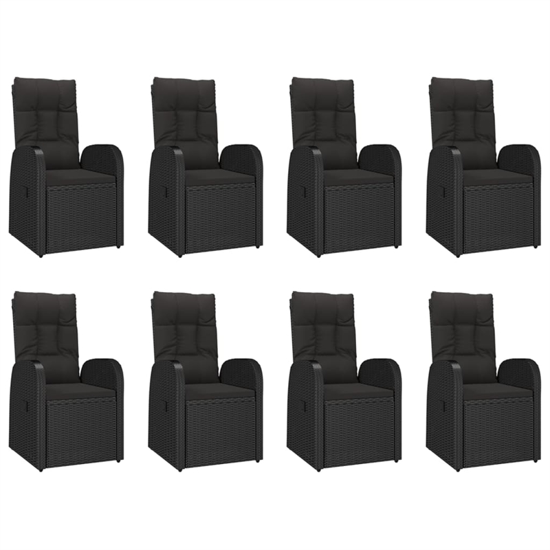 Afuera Living Contemporary Synthetic Poly Rattan Garden Dining Set in Black