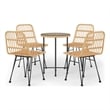 Afuera Living Steel/Glass/Polyethylene Rattan Garden Dining Set in Black