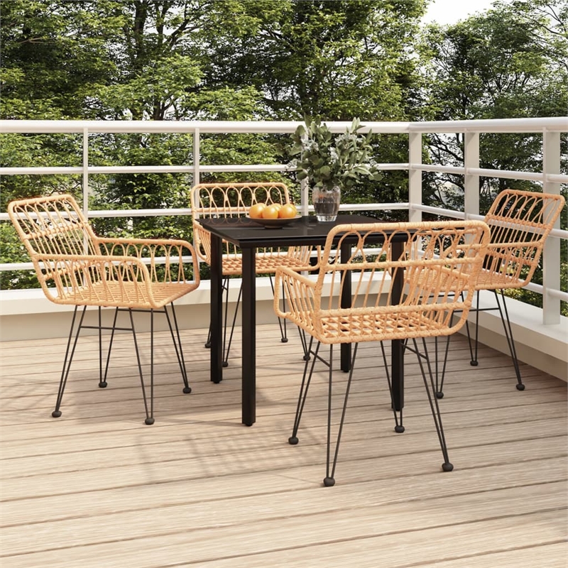 Afuera Living Poly Rattan Standard Durable Garden Dining Set in Black