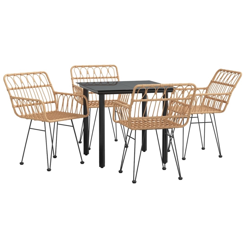 Afuera Living Poly Rattan Standard Durable Garden Dining Set in Black