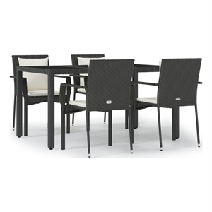 Afuera Living Contemporary Garden Dining Set in Black/Cream White