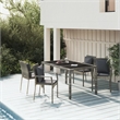 Afuera Living Rattan/Powder-Coated Steel/Glass Garden Dining Set in Gray