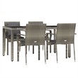 Afuera Living Rattan/Powder-Coated Steel/Glass Garden Dining Set in Gray