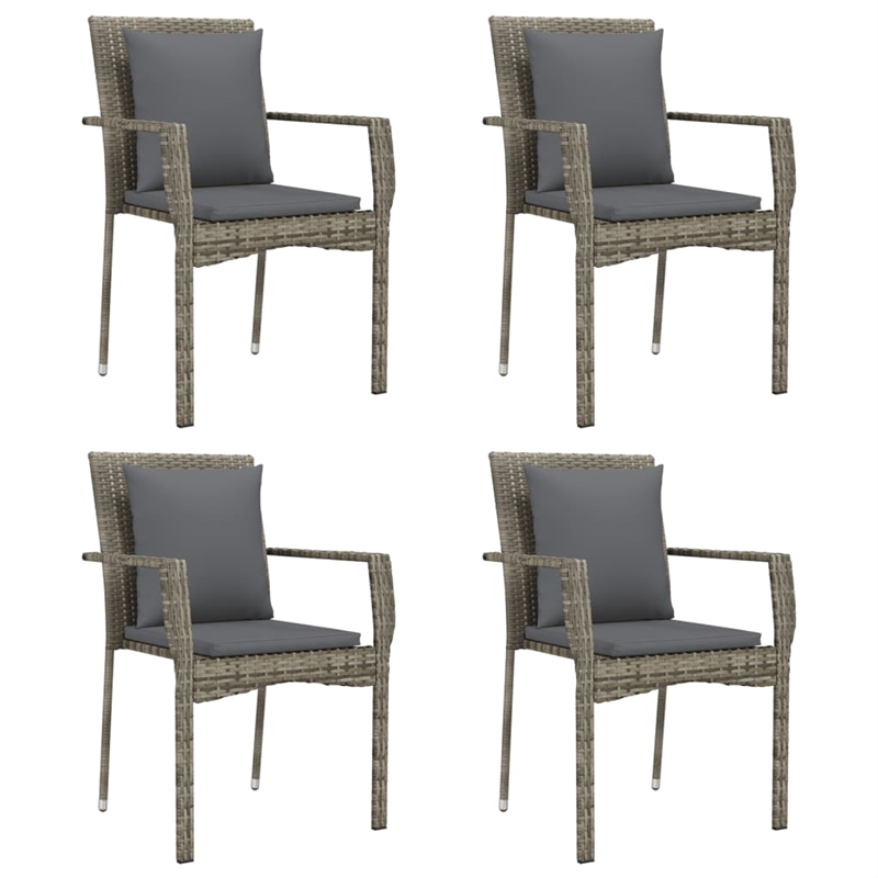 Afuera Living Rattan/Powder-Coated Steel/Glass Garden Dining Set in Gray