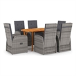Afuera Living 7 Piece in Gray Poly Rattan Garden Dining Set in Brown