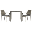 Afuera Living Rattan/Powder-Coated Steel/Glass Garden Dining Set in Gray