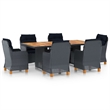 Afuera Living 7 Pc Set Durable Round PE Rattan Outdoor Dining Set in Dark Gray