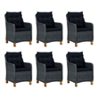 Afuera Living 7 Pc Set Durable Round PE Rattan Outdoor Dining Set in Dark Gray