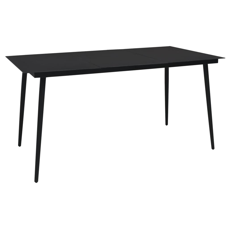 Afuera Living Poly Rattan/Powder-Coated Steel/Glass Dining Set in Oak/Black