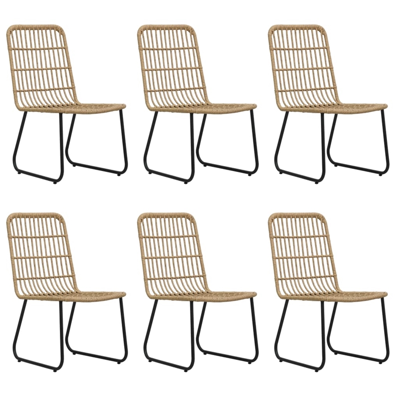 Afuera Living Poly Rattan/Powder-Coated Steel/Glass Dining Set in Oak/Black