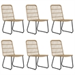 Afuera Living Poly Rattan/Powder-Coated Steel/Glass Dining Set in Oak/Black