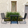 Afuera Living Poly Rattan/Powder-Coated Steel/Tempered Glass Dining Set in Black