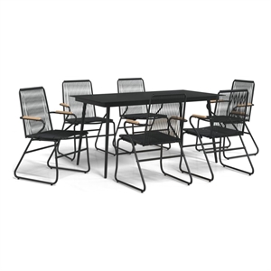 Afuera Living Contemporary Synthetic PVC Garden Dining Set in Black