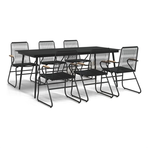 Afuera Living Contemporary Synthetic PVC Garden Dining Set in Black