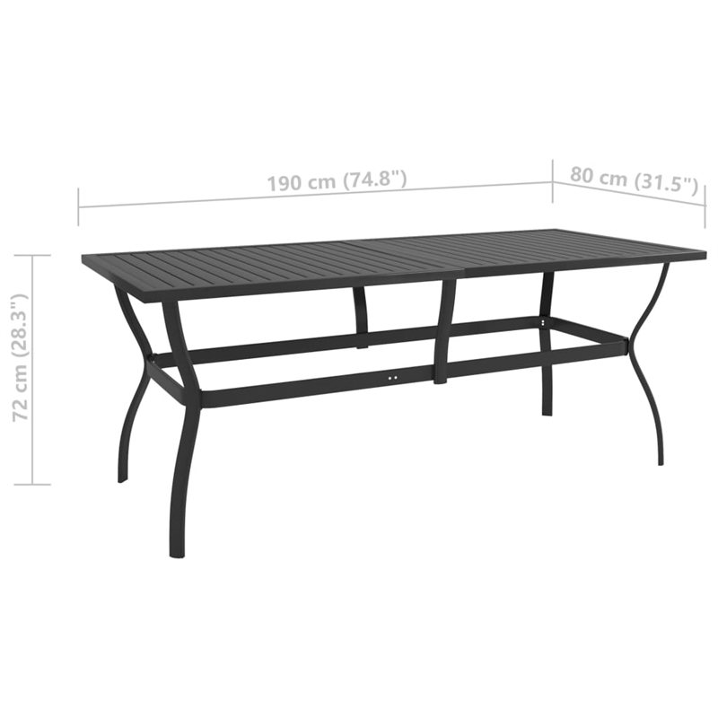 Afuera Living Powder-Coated Steel Large Dining Set in Anthracite/Gray