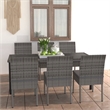 Afuera Living Poly Rattan/Powder-Coated Steel Dining Set in Gray and in Black