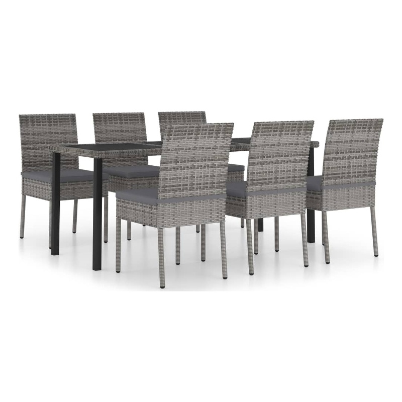 Afuera Living Poly Rattan/Powder-Coated Steel Dining Set in Gray and in Black