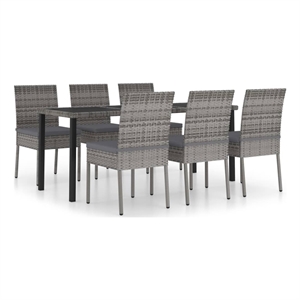 Afuera Living Poly Rattan/Powder-Coated Steel Dining Set in Gray and in Black