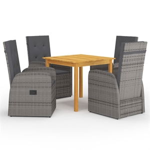 Afuera Living Dining Set Table Natural Wood/Chiar in Gray/Cushion in Dark Gray