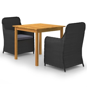 Afuera Living Contemporary Dining Set in Black/Dark Gray/Natural Wood