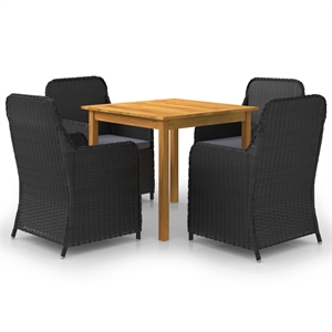 Afuera Living Contemporary Dining Set in Black and Natural Wood