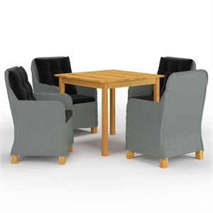 Afuera Living Contemporary Garden Dining Set in Light Gray/Black