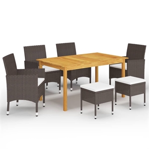 Afuera Living Contemporary Solid Wood Dining Set in Brown/Cream White
