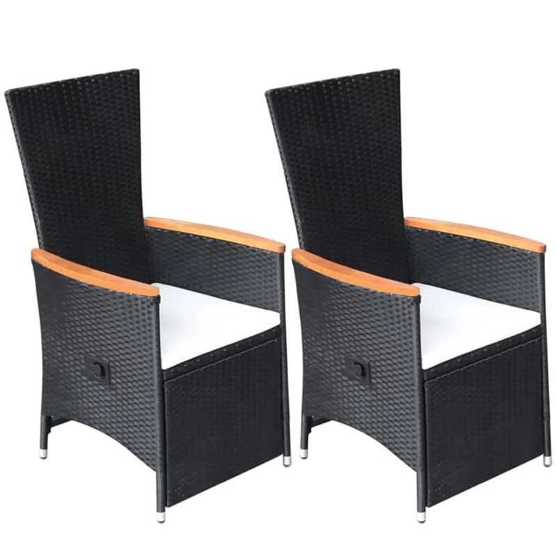 Afuera Living Solid Acacia Wood & PE Rattan Dining Set in Black