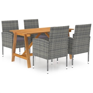 Afuera Living Solid Acacia Wood 5 Piece Set Durable Dining Set in Gray