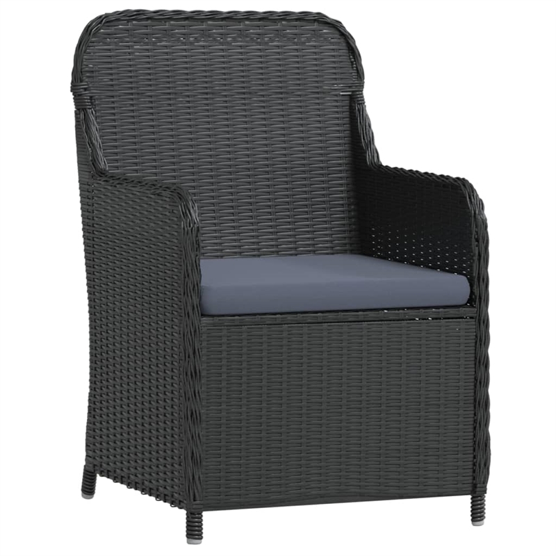 Afuera Living Poly Rattan/Powder-Coated Steel/Glass Garden Dining Set in Black