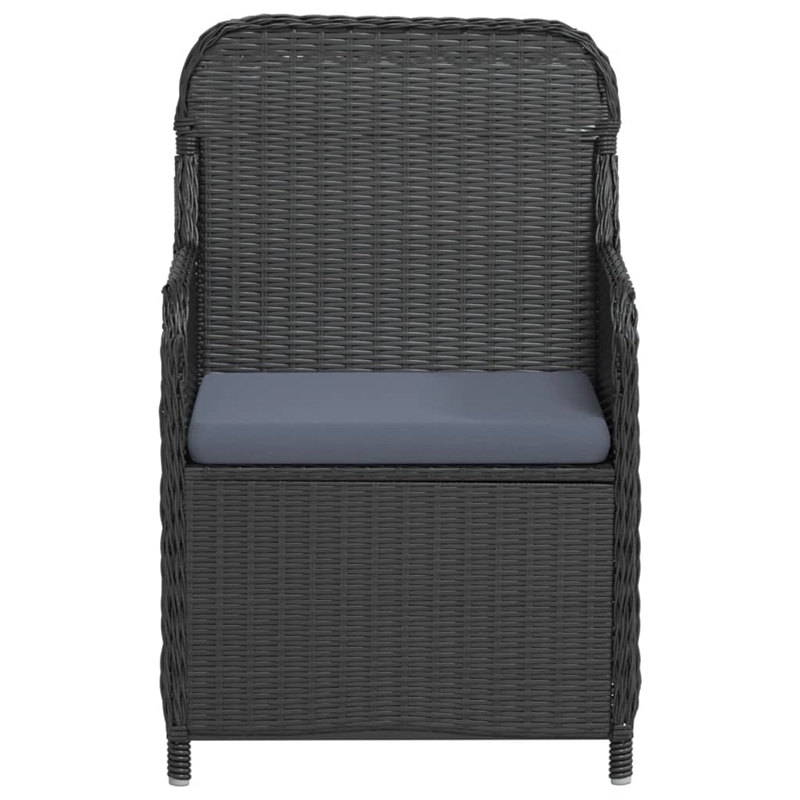Afuera Living Poly Rattan/Powder-Coated Steel/Glass Garden Dining Set in Black