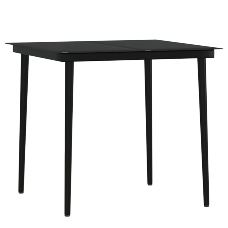 Afuera Living Poly Rattan/Powder-Coated Steel/Glass Garden Dining Set in Black