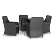 Afuera Living Poly Rattan/Powder-Coated Steel/Glass Garden Dining Set in Black