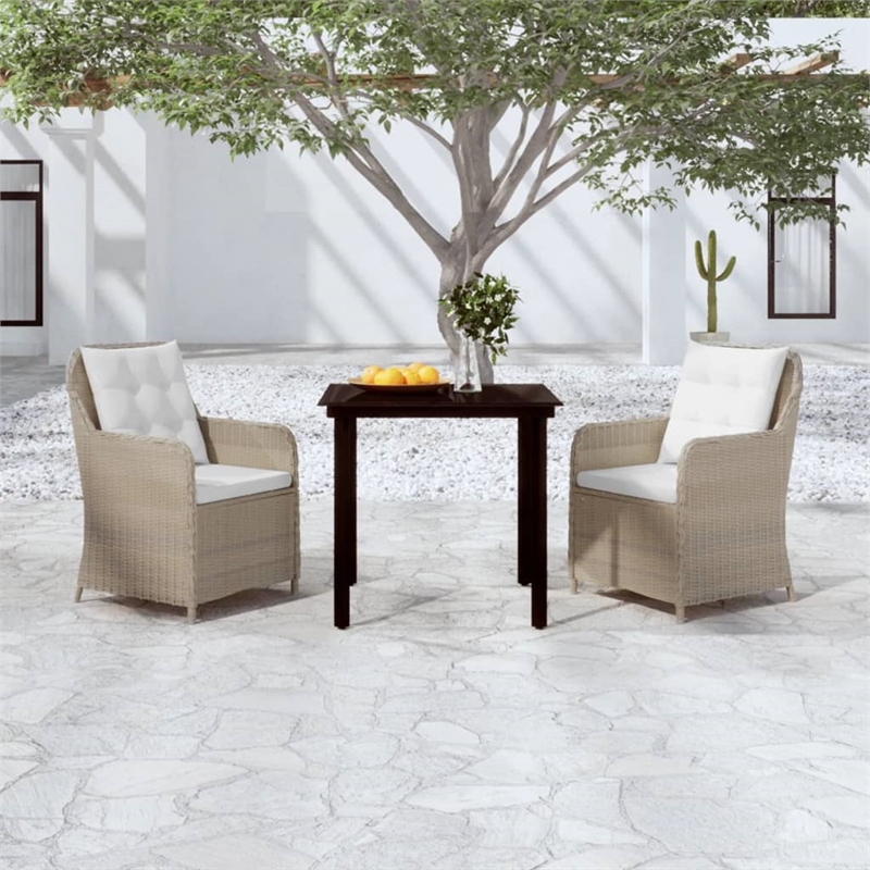 Afuera Living PE Rattan Medium Removable Covers Garden Dining Set in Brown