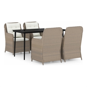 Afuera Living Contemporary Garden Dining Set in Brown/Black/Cream