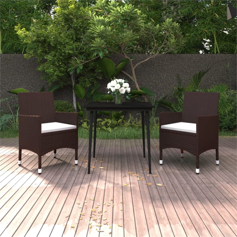 Afuera Living Contemporary PE Rattan Garden Dining Set in Brown