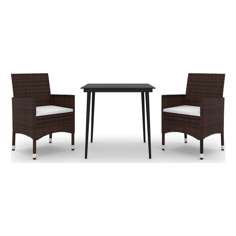 Afuera Living Contemporary PE Rattan Garden Dining Set in Brown