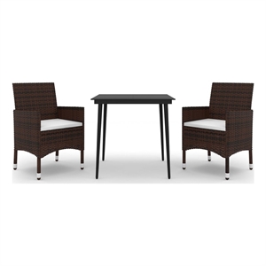 Afuera Living Contemporary PE Rattan Garden Dining Set in Brown
